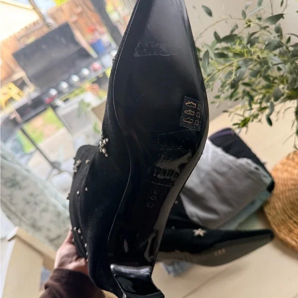 Black Embellished Knee-High Boots - Picture 12 of 13